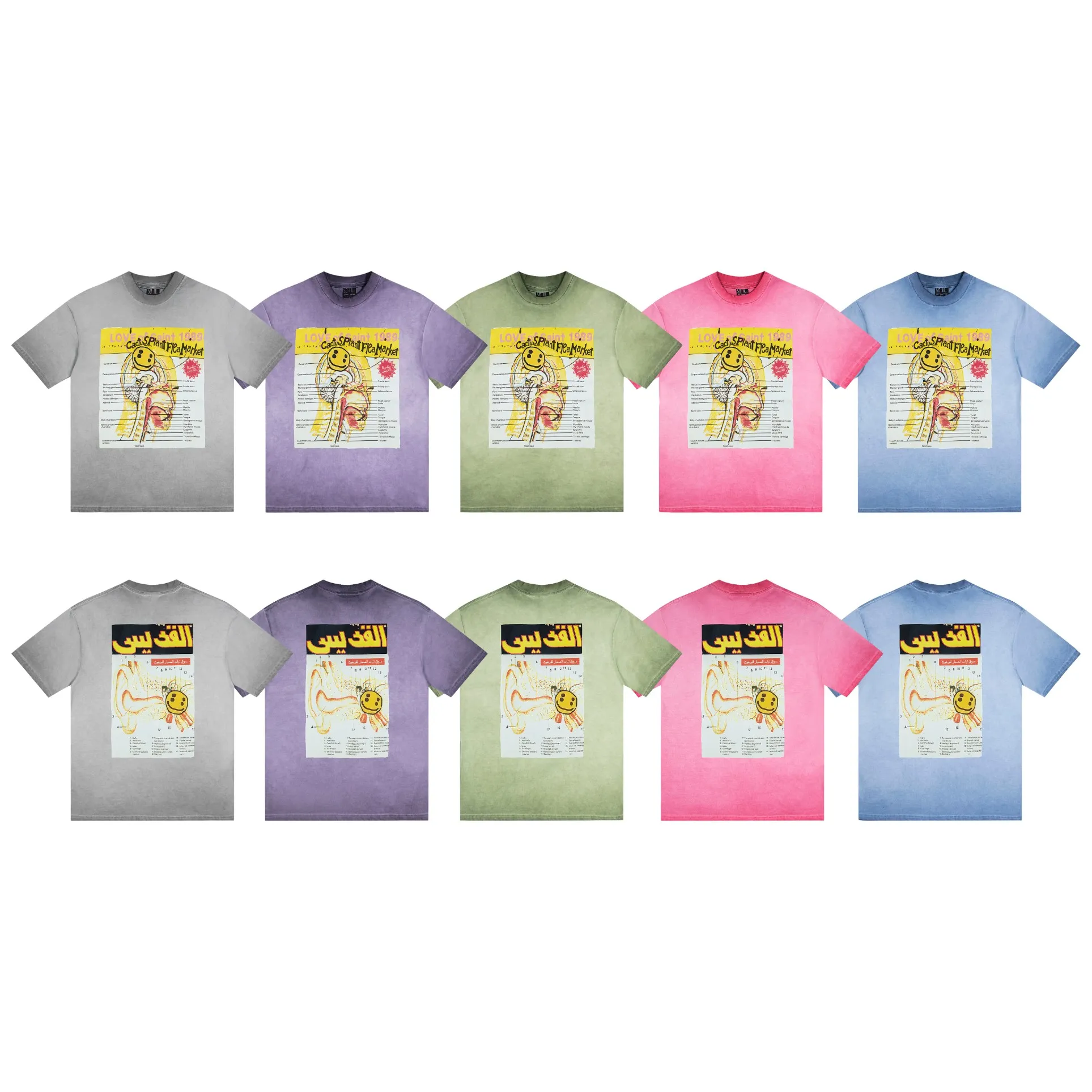 124💰S16# SAINT heavy industry wash and fry color S-XL gray, green, pink, purple, blue